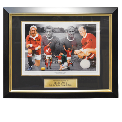 Denis Law & Bobby Charlton Framed Signed Photo