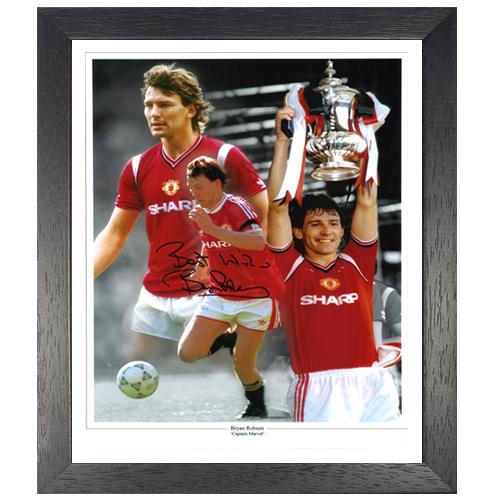 Bryan Robson Framed Signed Photo Montage