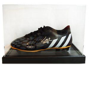 Luis Suarez signed football boot in an acrylic case