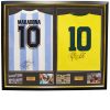Pele and Maradonna Dual Framed Signed Shirts