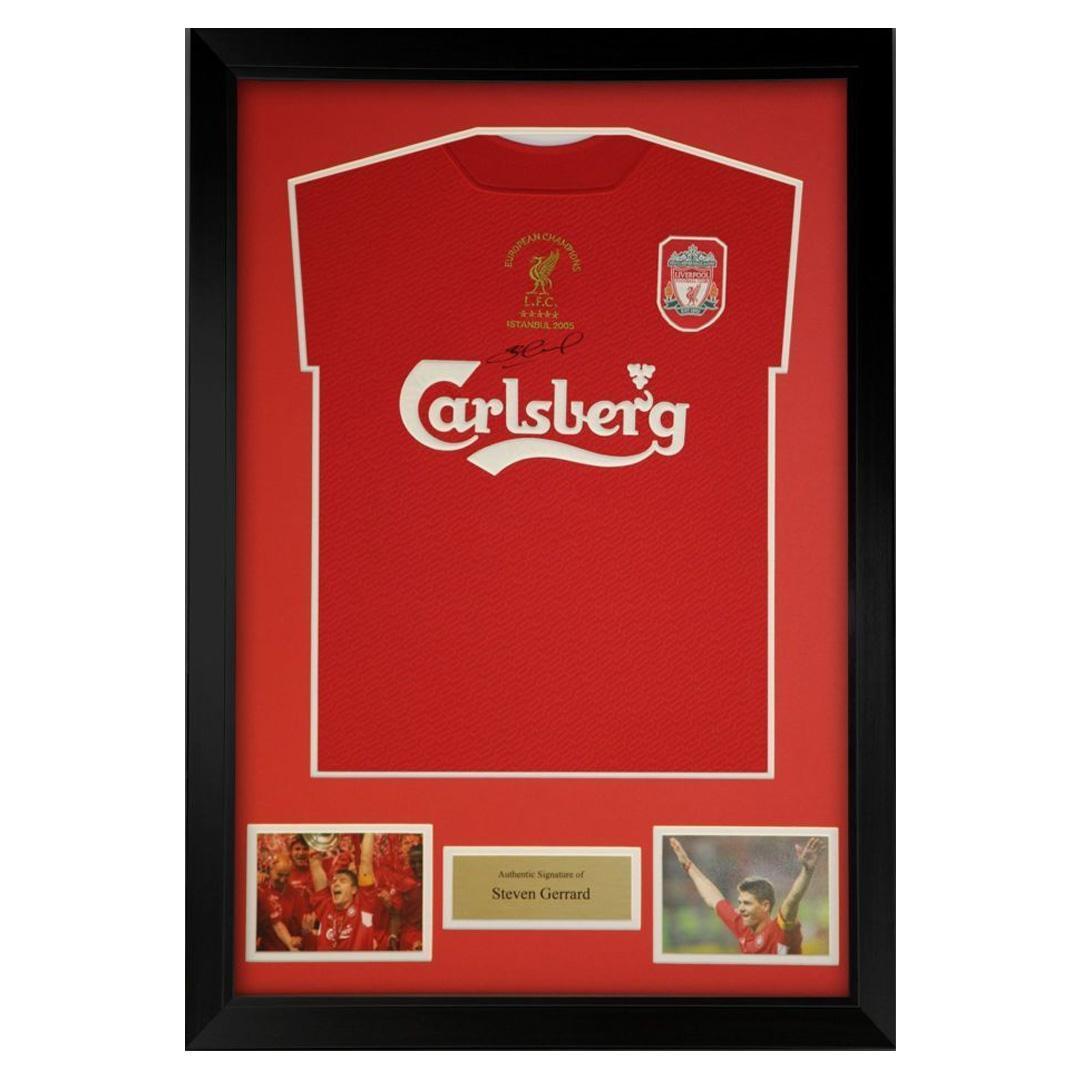 Autographed Soccer Memorabilia Steven Gerrard Signed Liverpool Champions League Shirt 2005 Framed 